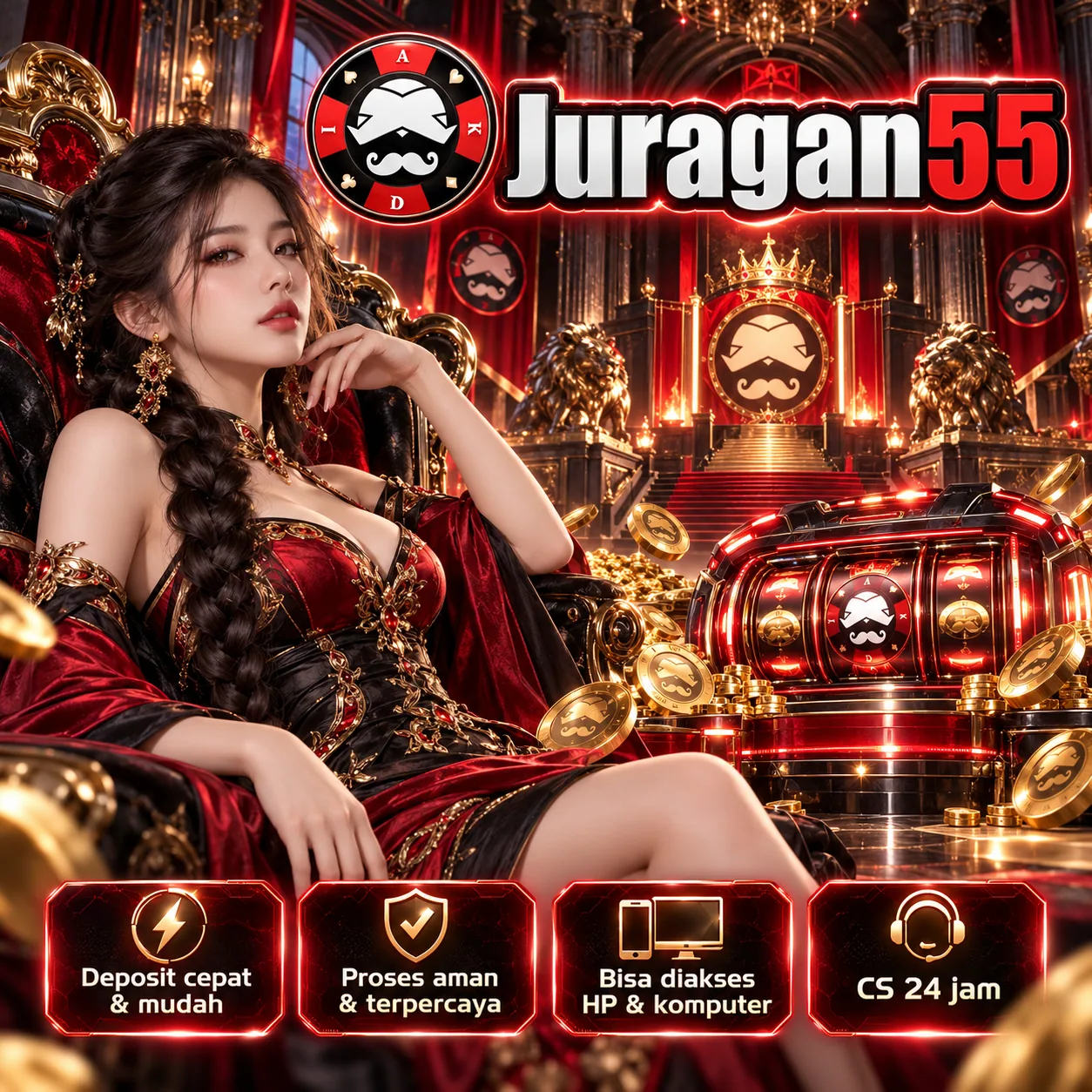 Banner JURAGAN55 TOP bertema game digital pada halaman beranda